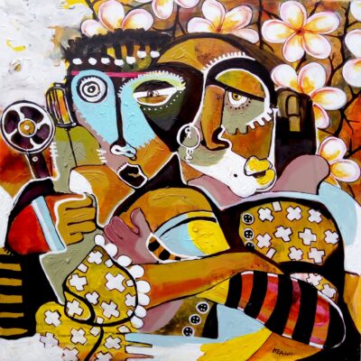 Amour virtuel,3,60x60cm ,peiture sur toile de coton