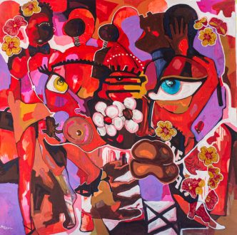 azamansongi.com_oeuvre_2022__Amour virtuel120x120cm ,peiture sur toile de coton(2)(2022)